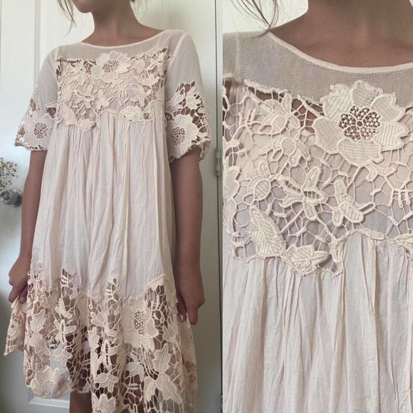 Anthropologie Dresses & Skirts - Anthropologie Holding Horses Magnolia Lace Embroidered Pink Mini Dress Size 6